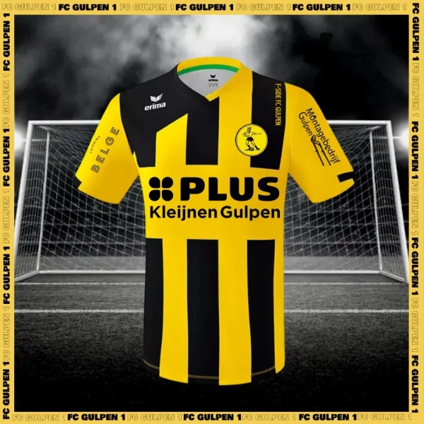 FC Gulpen 1 wedstrijdshirt seizoen 2023-2024 met hoofdsponsor PLUS Kleijnen Gulpen op het borststuk